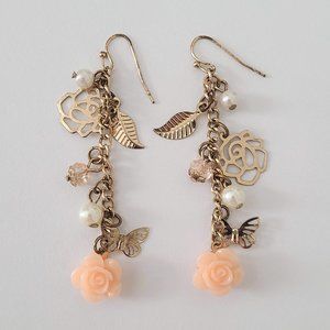 Gold Floral Pearl Drop earrings